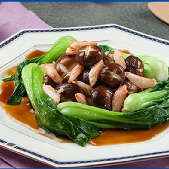 Cải thìa xào nấm  đông cô