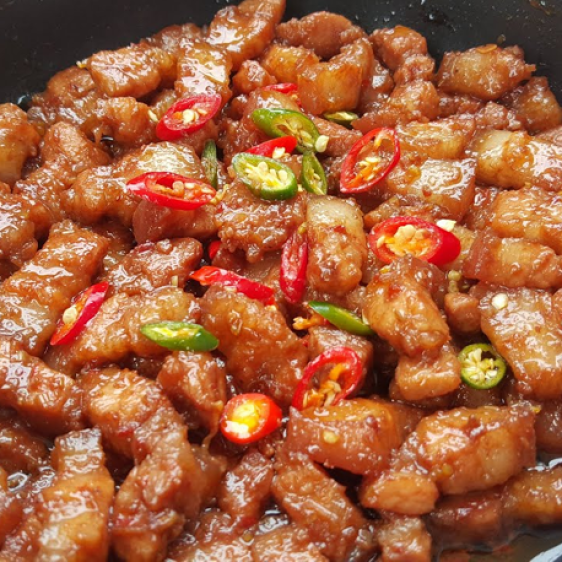 Mắm ruốc xào ba rọi